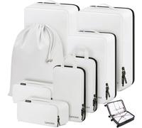 Lumesner - Lot de 8 cubes d'emballage de compression pour valises à main, organiseurs de sacs de compression et cubes de voyage (8 pièces, blanc)