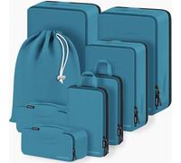 Lumesner Lot de 8 cubes d'emballage de compression pour valises de voyage, organiseurs de sacs de compression et cubes de voyage (8 pièces, bleu)