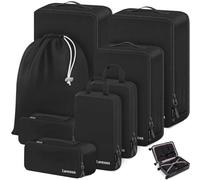 Lumesner Lot de 8 cubes d'emballage de compression pour valises de voyage, organiseurs de sacs de compression et cubes de voyage (8 pièces, noir)