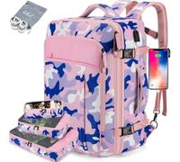 Lumesner Sac à dos de voyage extra large de 40 L approuvé pour les vols, unisexe, Rose camouflage, X-Large
