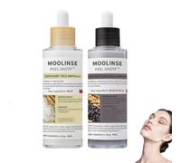 lumeva peel shot Exfoliant Visage Coréen - Sérum Exfoliant Riz Noir & Blanc, Nettoyage Profond des Pores et Points Noirs, Pour Tous Types de Peau, Texture Douce, Éclat Immédiat - 80 ml, 2 flacons