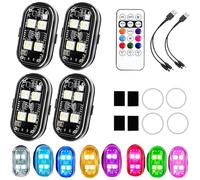 LumexFlux - Wireless RGB LED Lights with Remote Control,LED sans Fil Voiture,LEDs pour Stroboscope Voiture sans Fil,8 Couleurs Strobe Drone Light étanche avec Télécommande pour Motos Voitures (4PCS)