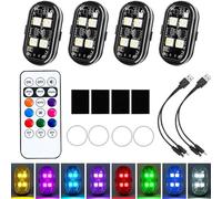 LumexFlux - Wireless RGB LED Lights with Remote Control, Lumières Stroboscopiques pour Drone, 8 Couleurs Lampe LED rechargeable anti-collision étanche haute luminosité pour voiture et camion (4PCS)