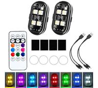 LumexFlux - Wireless RGB LED Lights with Remote Control, Lumières Stroboscopiques pour Drone, 8 Couleurs Lampe LED rechargeable anti-collision étanche haute luminosité pour voiture et camion (2PCS)