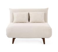 Lumi - Banquette convertible clic-clac 1 place en velours côtelé - Beige