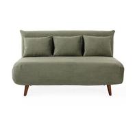 Bestmobilier Banquette convertible Lumi 2 places velours côtelé vert – couchage quotidien
