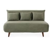 Bestmobilier Banquette convertible Lumi 2 places velours côtelé vert – couchage quotidien