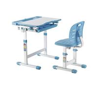 Lumi - Ensemble de bureau et chaise à dossier complet pour enfants à hauteur réglable à levage manuel - Bleu