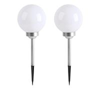 Lumi Jardin 2xMOONY W20 Lot de 2 Sphère Lumineuse Solaire lumière Blanche Moony à LED diamètre 20cm, Blanc, 20x20xH52