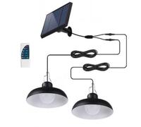 LUMI JARDIN Double Suspension Solaire LED 2x WAREN - Abat-Jour Métal Noir - Blanc Froid - Télécommande - Autonomie 10h - Étanche IP44 - Idéale pour Terrasse, Jardin, Salon, Mariages & Réceptions