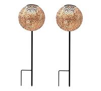 LUMI JARDIN Lot de 2 balises solaires style oriental à planter LED blanc chaud AGADIR H45cm