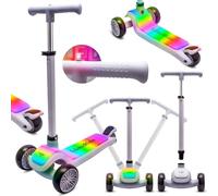 Lumi Ride Trottinette Enfant 3 Ans Balance Trois Roues LED Gris, Pliable, Guidon Réglable, Frein au Pied, Plateforme Antidérapante, Guidon Amovible