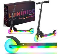 Lumi Ride Trottinette Enfant À partir de 3 Ans, LED - 7 Couleurs, 20 programmes - 3 Niveaux de réglage du Guidon, Frein à Pied, poignées Amovibles (Noir)