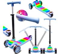 LUMI RIDE trottinette pour enfants trottinette à trois roues avec LED, freins arrière, réglable en hauteur, supporte jusqu'à 50kg, pliable bleu Sun Baby