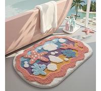 LUMI Tapis de bain pour salle de bain, 40,6 x 61 cm, antidérapant, absorbant, doux, lavable, profil bas, idéal pour douche, baignoire, océan fantaisie