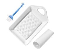 Lumi Zenva 1 Pièce Ensemble Râpe à Gingembre en Céramique Éplucheur d'Ail Brosse Idéal pour Ail Gingembre Citrons Lavable Lave-Vaisselle Optimal Préparation