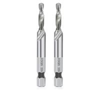 Lumi Zenva® 2 Pcs Foret et Taraud Combinés M5 x 0.8 Tige Hexagonale 1/4 Pouce Acier Rapide 4341 Non Revêtu à Flûte en Spirale Outil de Taraudage pour Métal Bois Plastique