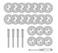 Lumi Zenva 20 Pcs Mini Disque Diamant à Tronçonner pour Dremel, avec 4 mandrins de 3 mm et 1 tournevis, pour Coupe Pierre, Verre, Céramique et Carrelage
