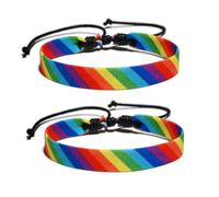 Lumi Zenva Lot De 2 Bracelets LGBT En Tissu Arc-En-Ciel, Symboles De Courage, Amour Et Fierté, Accessoires Idéals Pour Marche Des Fiertés, Festivals Ou Vie Quotidienne (2)