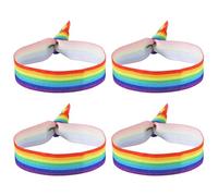 Lumi Zenva Lot De 4 Bracelets LGBT En Tissu Arc-En-Ciel, Symboles De Courage, Amour Et Fierté, Accessoires Idéals Pour Marche Des Fiertés, Festivals Ou Vie Quotidienne (4)