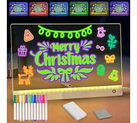 Lumiboard Planche à dessin LED de 30 x 19 cm pour enfants avec support, 4 modes et 6 couleurs, éponge sèche et chiffon de nettoyage, cadeau d'anniversaire pour enfants, garçons et filles