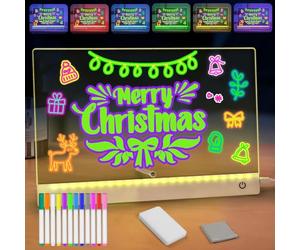 Lumiboard Planche à dessin LED de 30 x 19 cm pour enfants avec support, 4 modes et 6 couleurs, éponge sèche et chiffon de nettoyage, cadeau d'anniversaire pour enfants, garçons et filles