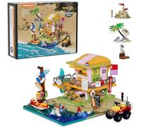 Lumibricks Beach Lifeguard Tower Set de Construction, 1015 Pcs Tour de Sauveteur Style Miami Beach avec 6 LED, Tour de Surveillance & Château de Sable, Modulaire pour Collection, Cadeau Adultes