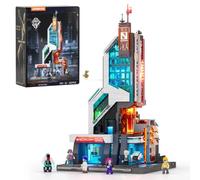 Lumibricks Cyberpunk Neoncity Neon Tech Tower Jeu de Construction Modulaire, Maquette Architecturale Cyberpunk Futuriste avec Lumières LED, 2227 Pièces, Modèle d’Exposition pour Adultes