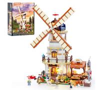 Lumibricks Farm Life Moulin Hollandais Modulaire avec Éclairage LED | Maquette de moulin hollandais avec éclairage LED, 4 figurines, mécanisme rotatif et ambiance authentique de ferme européenne