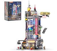 Lumibricks Film Studio Tower Bauset, 3891 pièces bâtiment urbain modulaire éclairé pour adultes 16+, tour de studio de cinéma avec 8 figurines, ascenseur fonctionnel, studio sur le toit et affichage