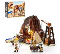 Lumibricks Goldmine - Kit de construction avec éclairage - 658 pièces Western Mining Camp avec Lorenwagen, dynamite, figurines double face et tunnels - Kit Wildwest pour adultes et adolescents
