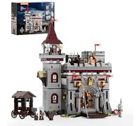 Lumibricks Kit de construction d'armurerie de château médiéval, 2895 pièces avec 11 lumières LED, pont levis et portail mobiles, armes de siège, 4 figurines, série médiévale extensible, cadeau et