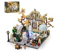Lumibricks Pocket Garden Kit de construction éclairé, 1649 pièces, scène de rue de jardin de Paris avec lumière, plaque de base modulaire 32 x 32, 5 figurines, fontaine et tonnelle