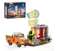 Lumibricks Sunset-Stopover - Set de Briques Lumineuses 455 Pièces | Scène Routière Modulaire avec Lumières LED et Voiture Rétro | pour Adultes, Ados et Amateurs de Voyages
