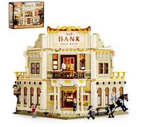 Lumibricks Western Bank Heist - Kit de Construction 2875 pcs, Modèle Flagship de Ville de l’Ouest avec 11 Lumières LED, Architecture Western Détailée, Cadeau et Objet de Collection pour Adultes