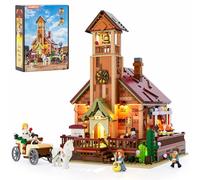 Lumibricks Western Meeting Hall Ensemble de blocs de construction éclairés, 1800 pièces, maison communautaire sauvage avec lumière LED, bâtiment modulaire avec intérieur extractible, cadeau pour