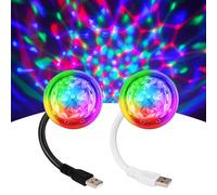 Lumière à Balle Disco Rotative 2 Pack, Mini Lumières Disco, Lumières DJ, 360 ° Rotatble RGB Car Disco Ball Light pour l'anniversaire, Pour Anniversaire/Réunion De Famille/FêTe De Noël/Maison