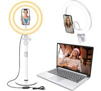 Lumière Annulaire de Bureau sur Support, 10,5’’ - Éclairage Selfie pour Vidéos, Appels Zoom, Streaming et Photographie - Réglable pour Ordinateur, Podcast et Conférences