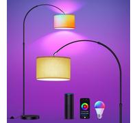 LUMIÈRE ANTENNE Lampadaire intelligent fonctionne avec Alexa&Google Home RGB E27 9W Lampadaire à intensité variable Changement de couleur Atmosphère de fête WiFi Lampe à arc