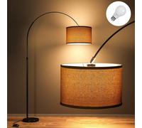 LUMIÈRE ANTENNE Lampe décorative en arc LED E27 9W 3000K Ø33CM Abat-jour en tissu Lin Beige 165-180 cm Lampadaire pour salon chambre à coucher