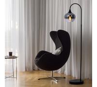 Lampadaire lampe de salon en verre fumé lampe à arc de fumée sur pied noir fumée, métal, douille E27, LxlxH 39x25x150 cm