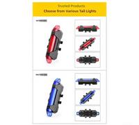 Lumière Arrière Vélo 5 Modes Clignotants Sécurité | Recharge USB pratique, câble inclus, étanche IPX5, plastique pour robuste, visibilité nocturne maximale(B)