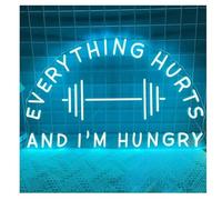 lumière au néon Le panneau néon chaque chose qui fait mal et j'ai faim,décoration murale lumineuse de salle Pour sport(60x38cm)