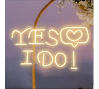 lumière au néon Oui, je le fais pour enseigne au néon pour décoration murale de mariage, lettre avec cœur et lumière 45 cm x 30