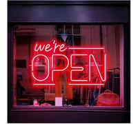 lumière au néon Pour lampe néon Art suspendu pour enseignes au Nous sommes ouverts aux affaires à intensité variable 40 cm x 25(Rouge)