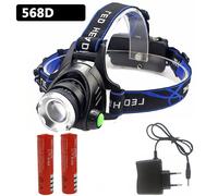 Lumière Bleue - Lampe Frontale À 2 Ampoules Led , Alimentée Par Capteur, Étanche, Rechargeable Par Usb, Batterie 18650