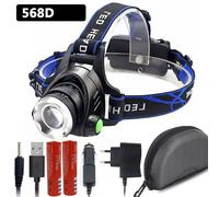 Lumière Bleue - Lampe Frontale À 2 Ampoules Led , Alimentée Par Capteur, Étanche, Rechargeable Par Usb, Batterie 18650