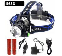 Lumière Bleue - Lampe Frontale À 2 Ampoules Led , Alimentée Par Capteur, Étanche, Rechargeable Par Usb, Batterie 18650