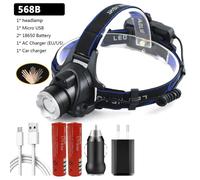 Lumière Bleue - Lampe Frontale À 2 Ampoules Led , Alimentée Par Capteur, Étanche, Rechargeable Par Usb, Batterie 18650