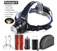 Lumière Bleue - Lampe Frontale De Camping, Rechargeable Par Usb, Lumière Blanche Et Jaune, Xhp100